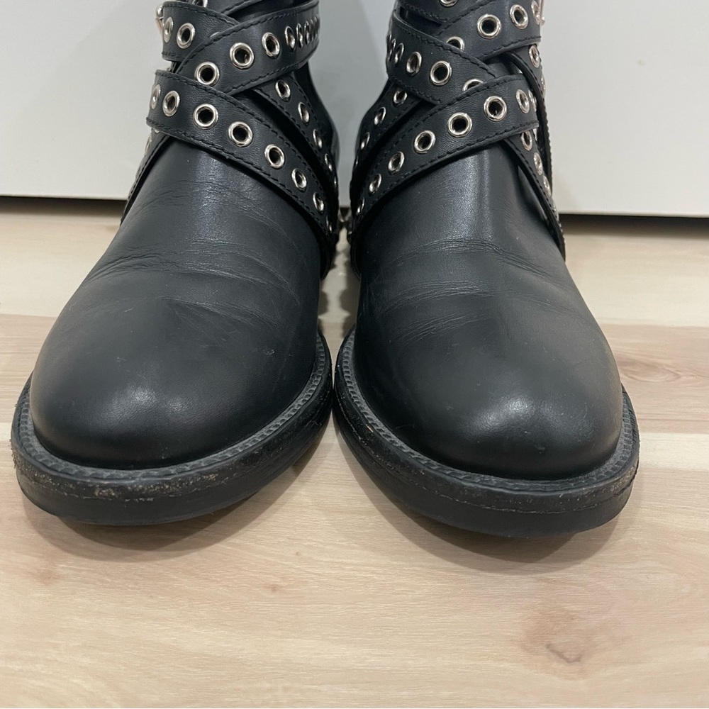 Miu Miu 5T652A Bisonte 2 Nero (Black) Women’s Biker Leather Boots Size 41 Buckle - Picture 4 of 16
